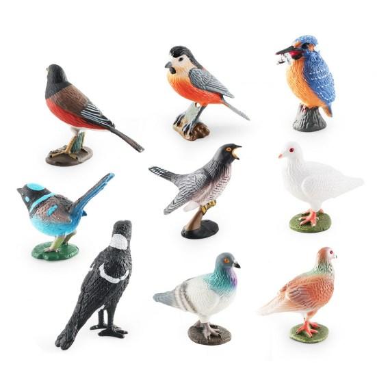 Feather Animal Model Simulated Magpie Pigeon Cuckoo Blue Wren Rusty-breasted Tit Solid Model Ornament PVC Bird Statue Figurine Desktop Decoration