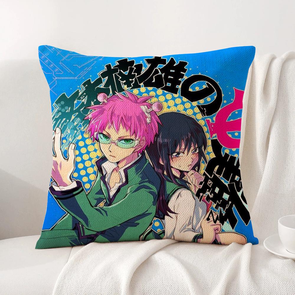 Disastrous Life S-Saiki K Cushion Cover Summer Coolness Linen Fabric Double-Sided Printing Pillow Case Sofa Home Decor Gift