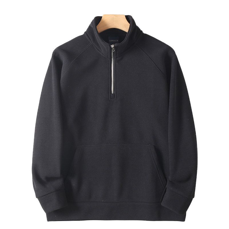 Foreign Trade 900g Heavyweight Fleece-Lined Half-Zip Sweatshirt for Men, New Winter American-Style Warm High-End Loose Stand-Collar Jacket