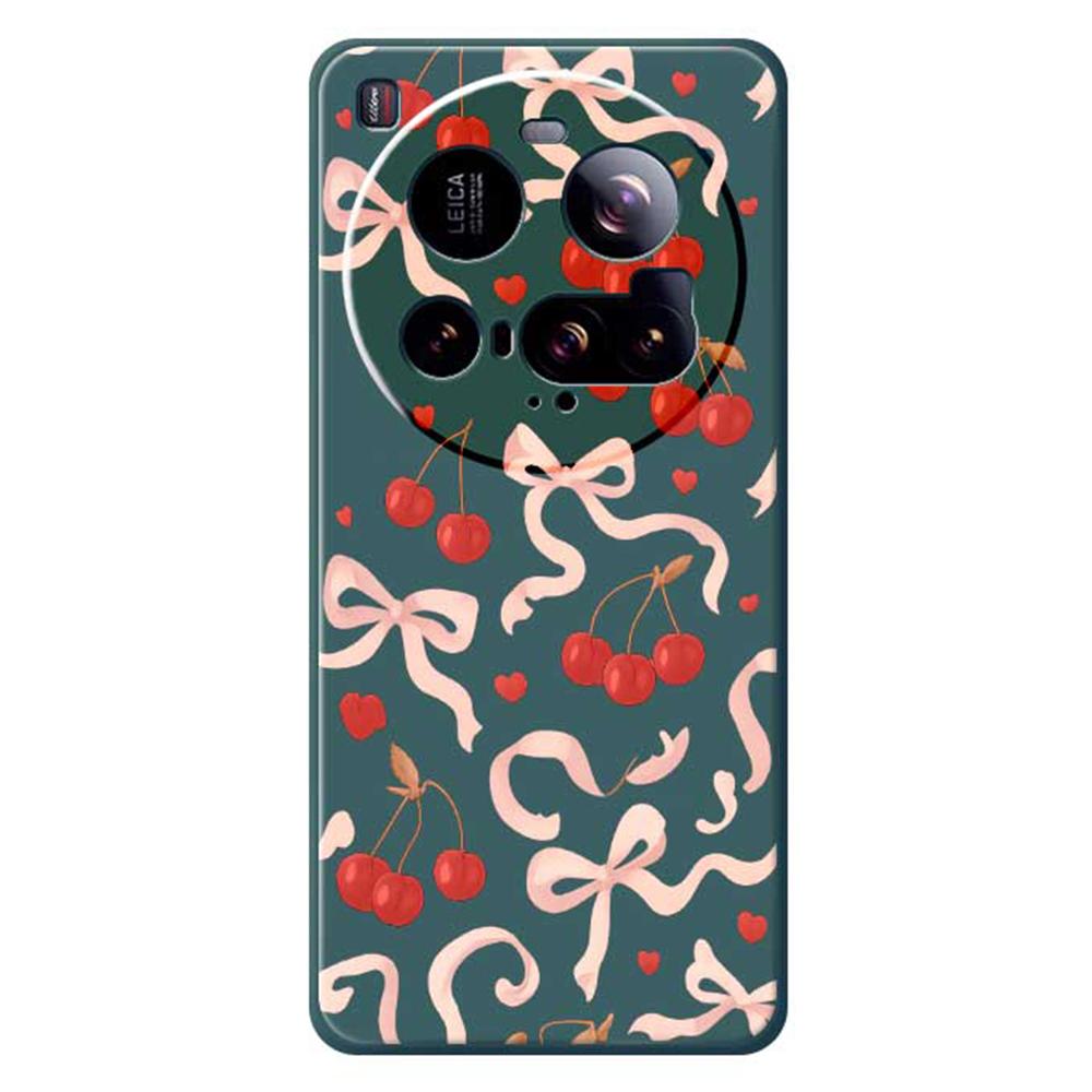 For Xiaomi 15 Ultra Case Big Bow Cherry Pattern Printing Straight Edge TPU Phone Back Cover