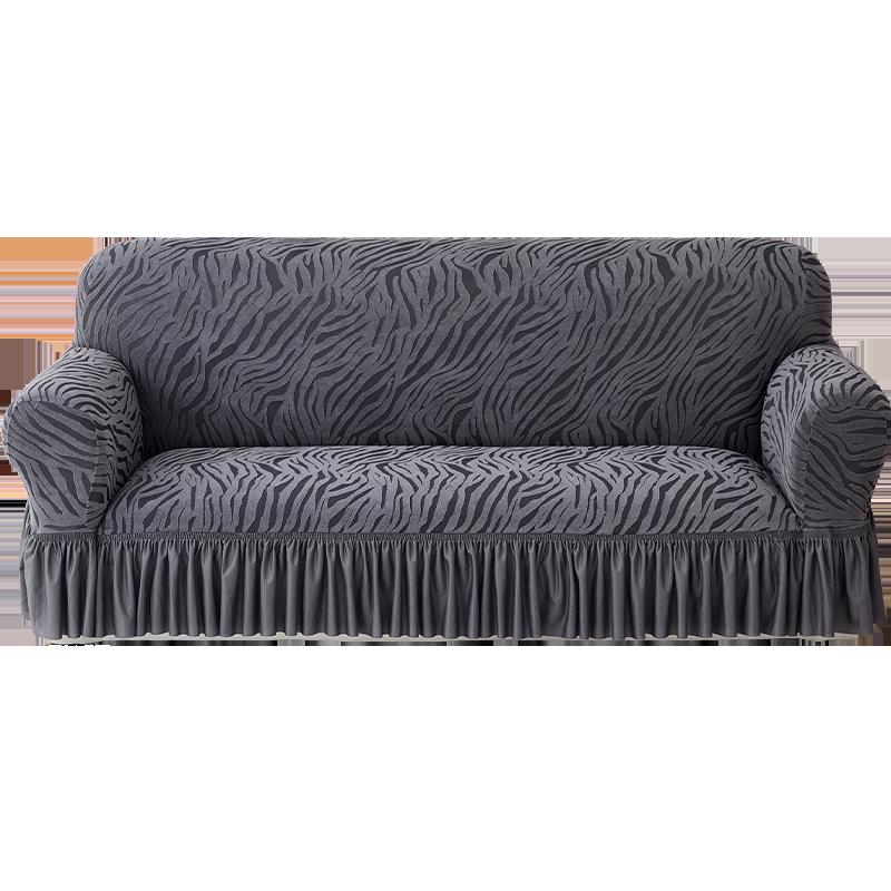 Polar Fleece Skirted Sofa Cover New Four Person Protective Cover Universal Anti Cat Scratch Elastic Sofa Cover