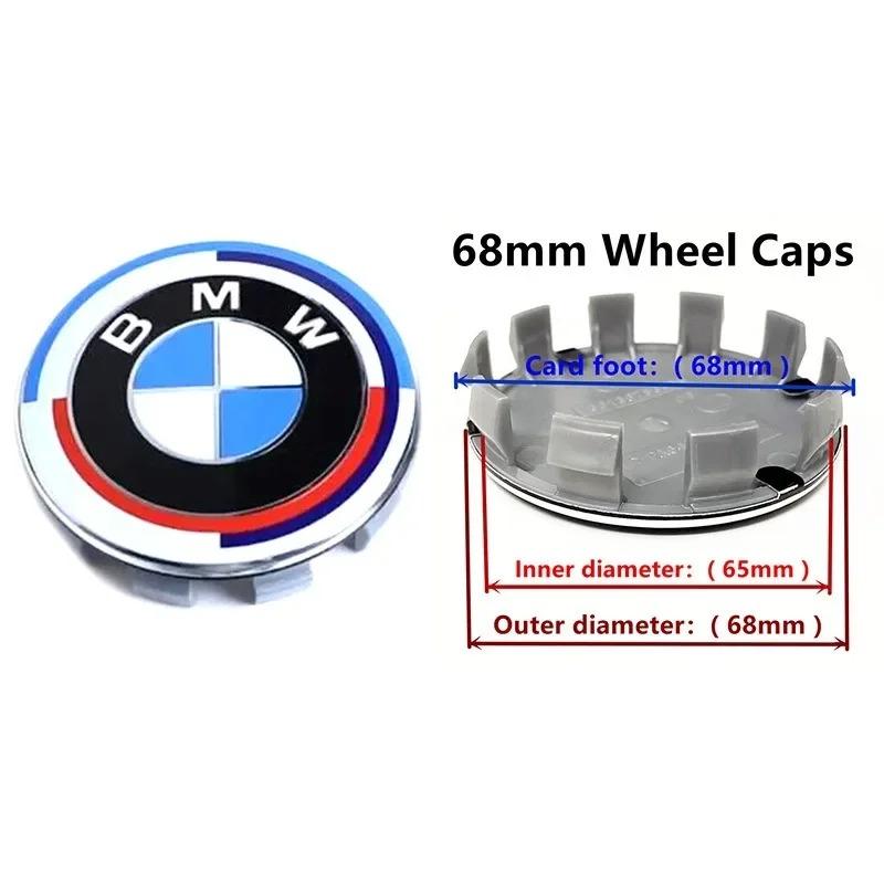 For BMW E84 2BMW 50th Anniversary 7Pcs Emblem Set 82mm Rear Badge 74mm Wheel Hub Cap 68mm Steering Wheel Sticker 45mm Front Hood Emblem for B