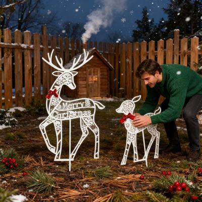Outdoor Christmas Reindeer Family Porch Seasonal Decor Standing Deer Garden Ornaments For Homeowners Party Planners Neighborhood