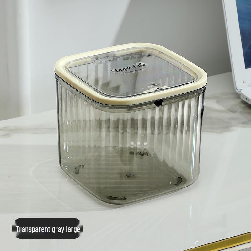 Transparent Desktop Trash Can with Lid - Stylish Hair Accessories and Storage Box