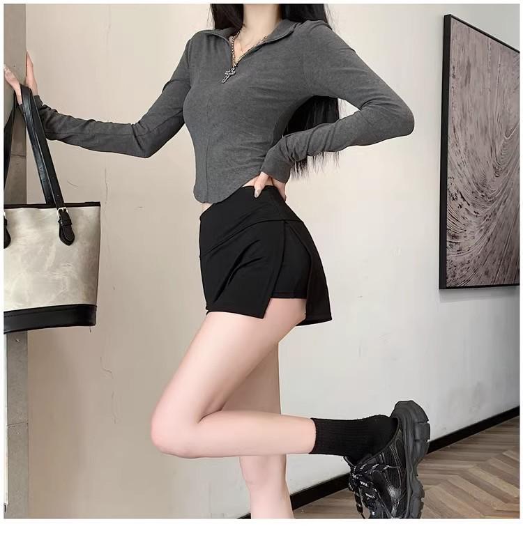 2026 New Black High-Waist A-line Slit Bodycon Half Skirt for Women - Spring/Summer Petite