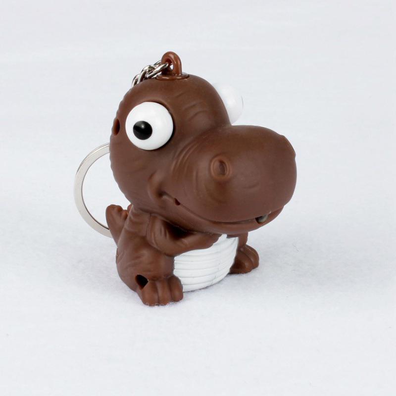 Dinosaur LED Light-Up & Sound Keychain Pendant - Cute Luggage Accessory & Creative Gift