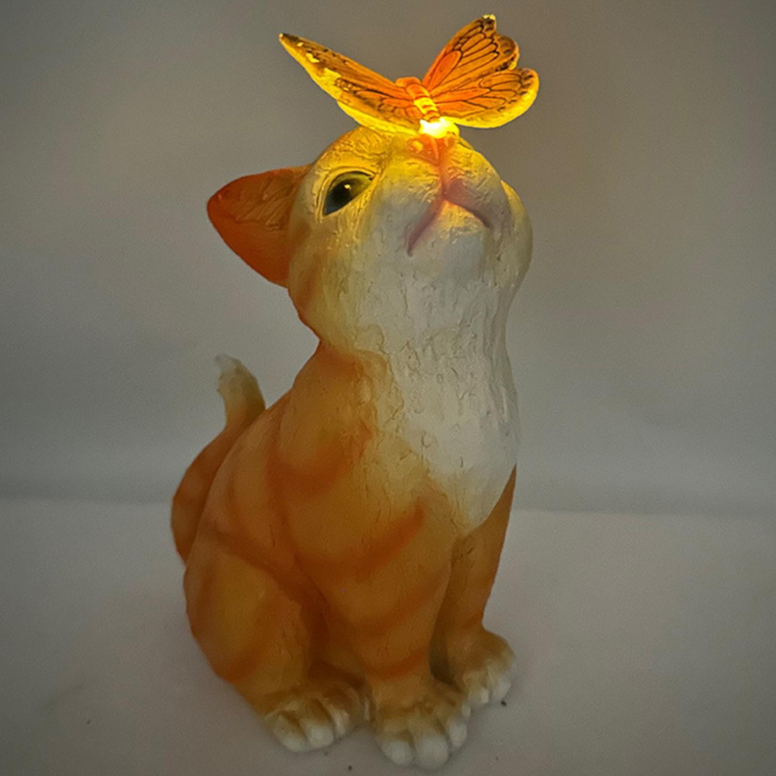Solar-Powered Resin  Figurine Night Light Realistic Animal Sculpture Garden Decorative Ornament One Size