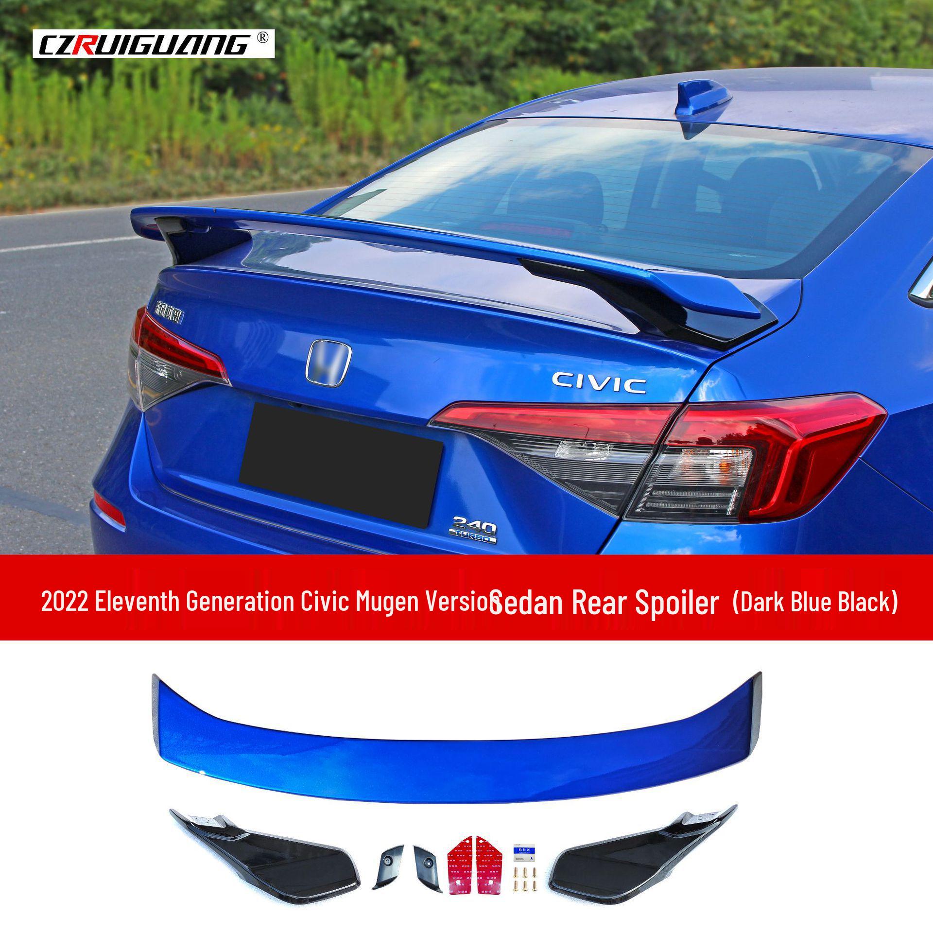 2022 11-е поколение Civic Спойлер-крыло заднее в стиле Mugen Комплект Blue and Black Rear Wing