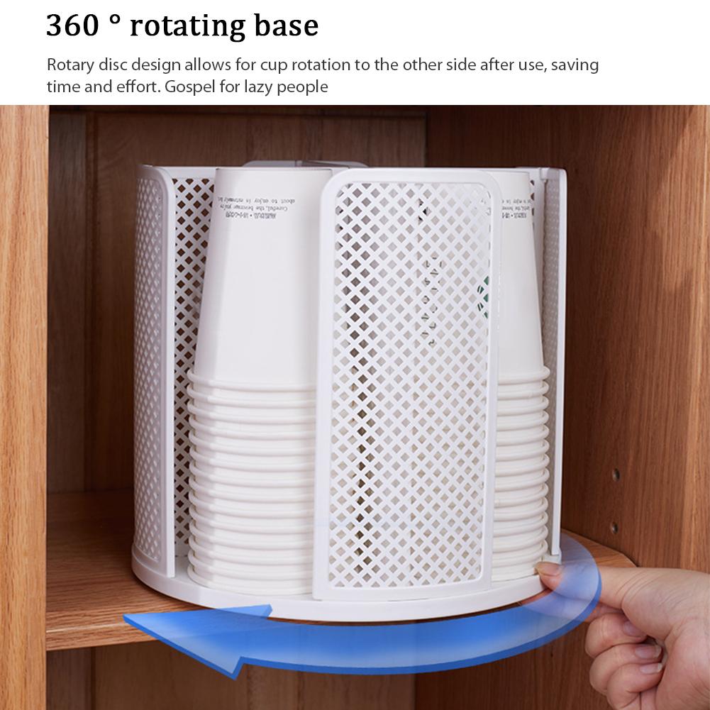 360° Rotatable Storage Rack Cup Dispenser 4 Compartment Cups and Lids Holder Detachable Desktop Multifunctional Dispenser