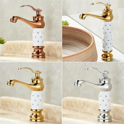 Tuqiu Bathroom Faucet Brass Gold White Bathroom Basin Faucet Cold Hot Water Mixer Sink Tap Deck Mounted Black Rose Gold Tap