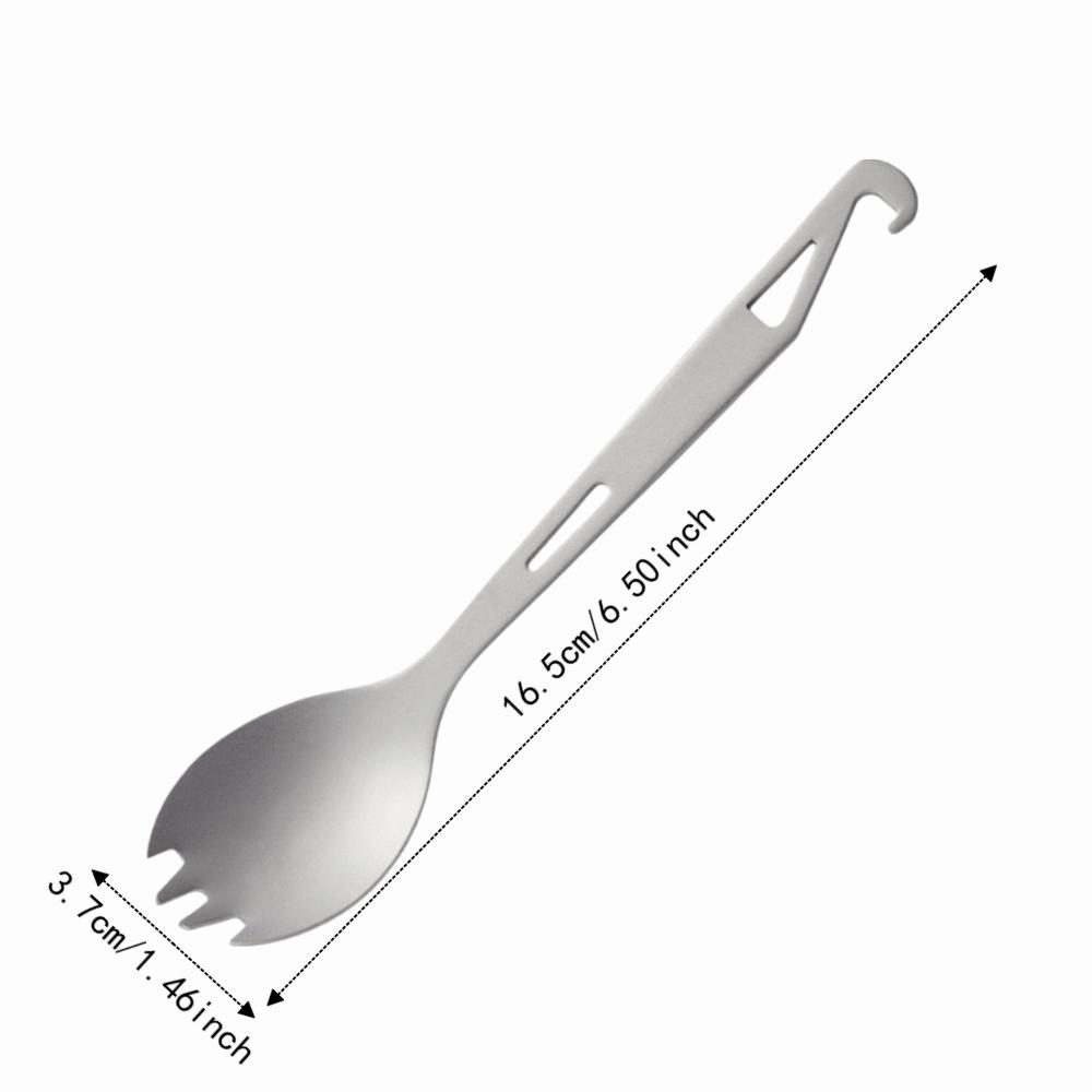 2 Pcs With Bottle Opener Pure Titanium Spork With Tail Hook Outdoor Spork  For Hiking