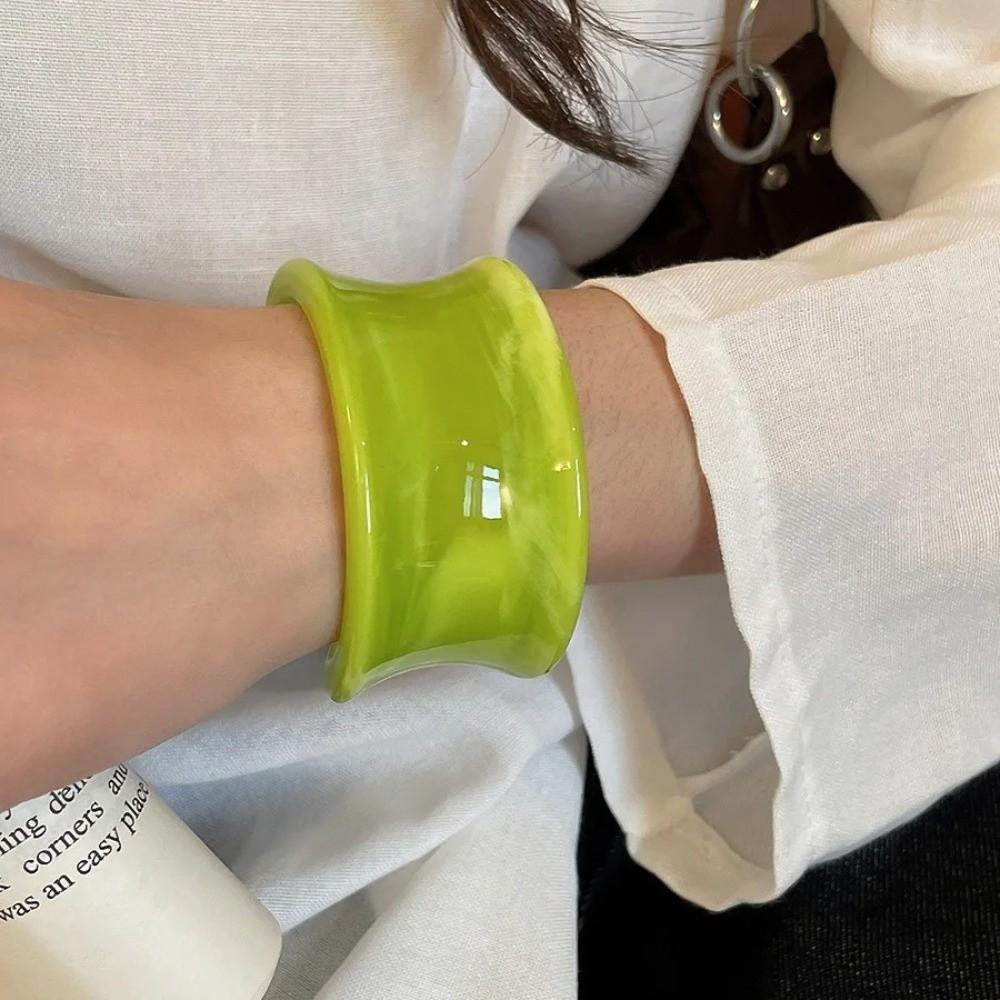Chunky Design Geometric Bracelets Gradient Color Opening Bangles Vintage Braclets  Casual Wear