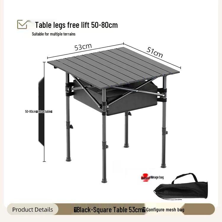 Verstellbarer Outdoor-Klapptisch für Grillen, Picknick und All-Terrain-Einsatz