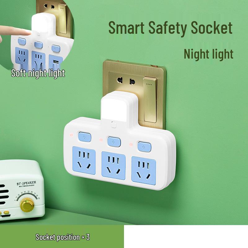 Multifunctional Wireless Surge Protector Power Strip with USB and Night Light