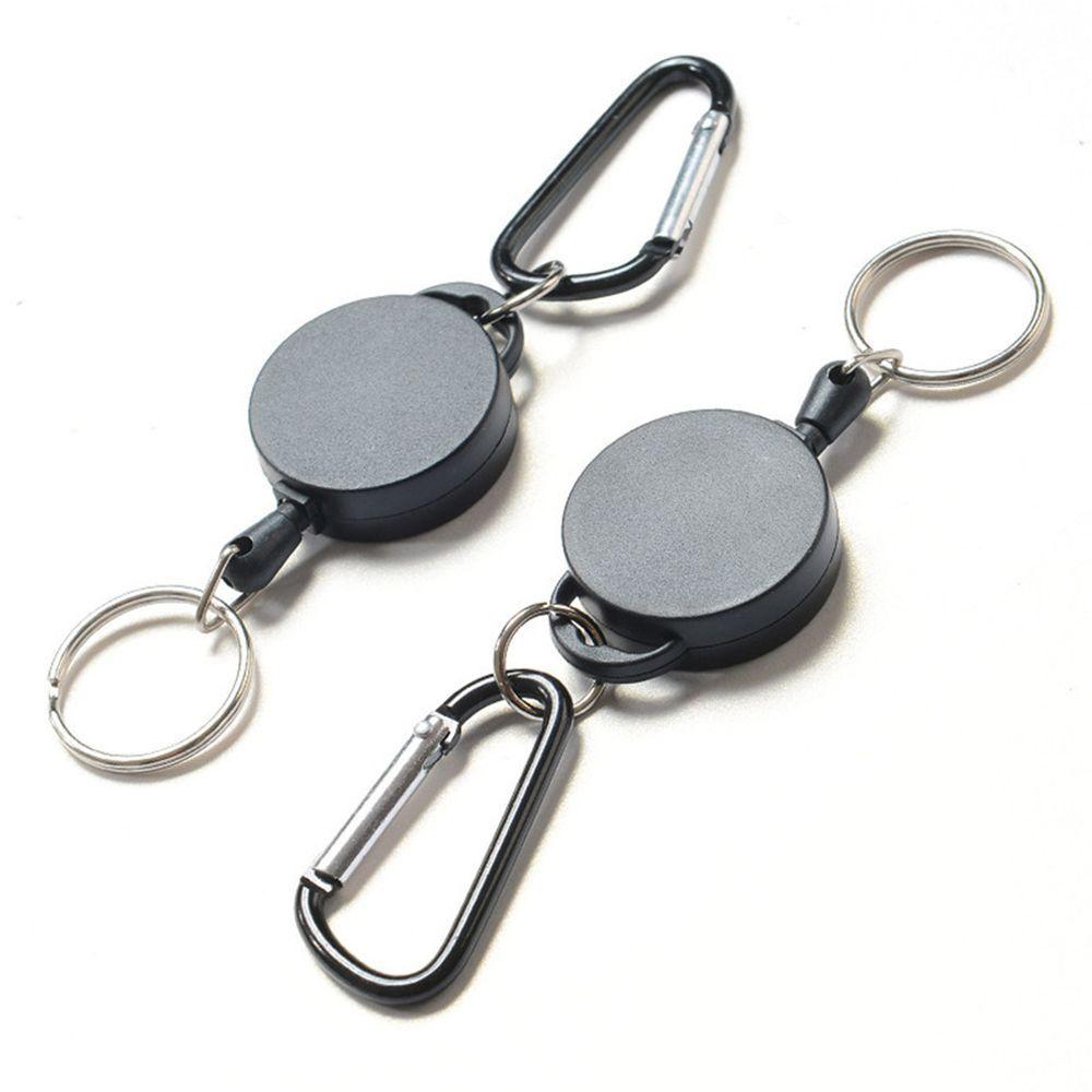 Elasticity Nylon Wire Rope Keychain Easy Buckle Badge Reel ID Card Holder Outdoor Sports Key Ring
