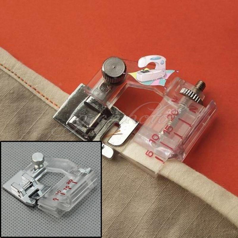 1*Adjustable Bias Binder Presser Foot Attaching Binding Snap-on For Home Sewing