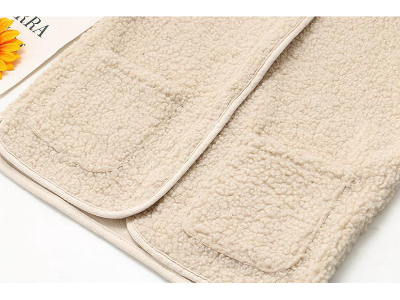 Chaleco de lana de cordero con cremallera para mujer, otoño/invierno, con pelo grueso