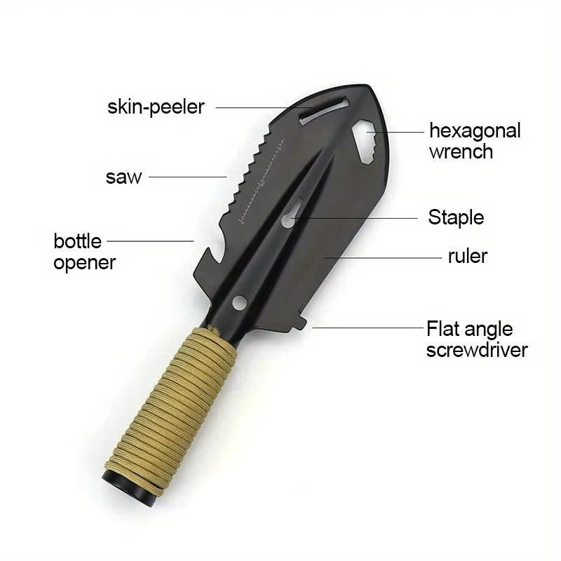 Multifunctional Multitool Small Shovel, Metal Camping Spade Hand Trowel With Wraped Handle For Camping, Outdoor Digging