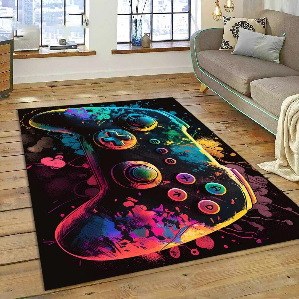 Console Gaming Carpet for Boy's Bedroom Living Room Decoration Washable Polyester Anti Slip Floor Mat Sofa Decor Big Size Rug