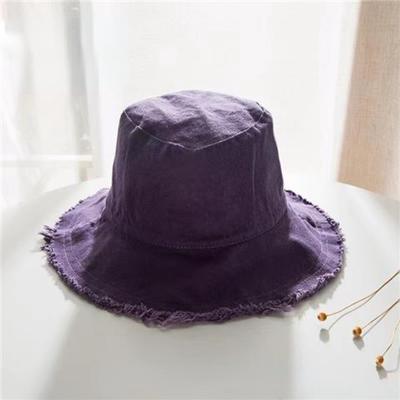 Denim Raw Edge Bucket Hat Women Japanese Solid Color Summer Fashion Sunscreen Sun Hat Casual Outdoor Solid Cap