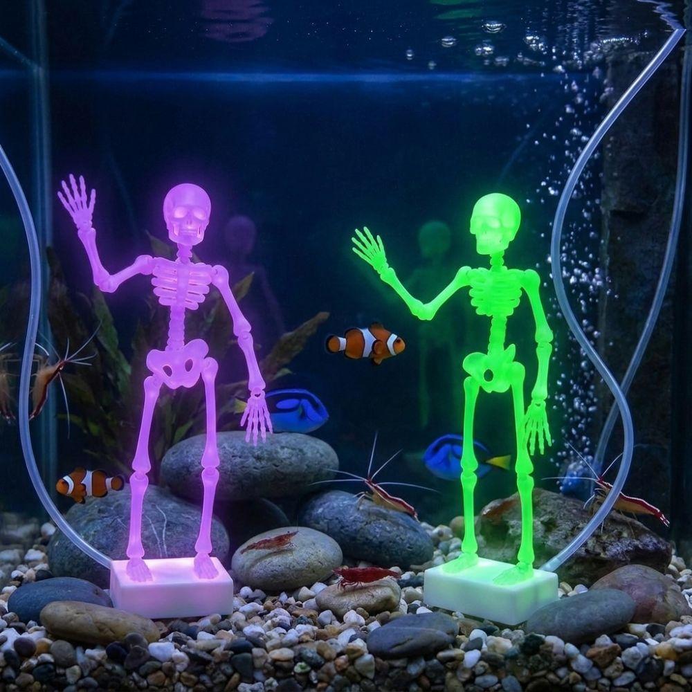 Realistic Dancing Skeleton Aquarium Bubbler 1D Printed with Pipe Suction Cup Fish Tank Dance Skull Bubbler Underwater