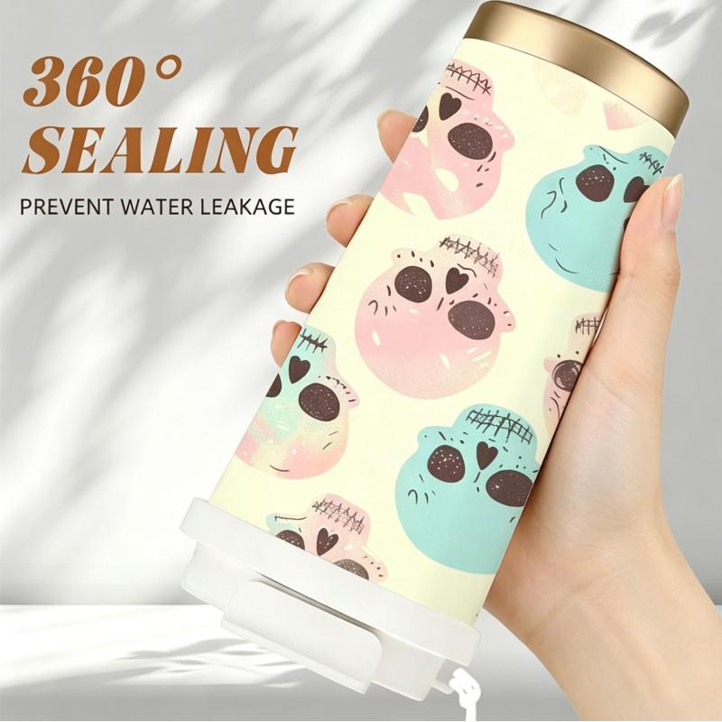 532ml Coffee Mug Gradient Skull Element Lanyard Insulated Cup Large Capacity Cup Beach Cup Handheld Cup Commute Coffee Cup