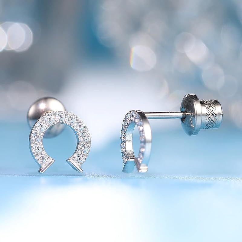 Limerencia Pure Titanium Earrings Medical Use Leaving the Second Piercing On Titanium Compatible with Metal Allergies Screw Type Earrings Won't Fall