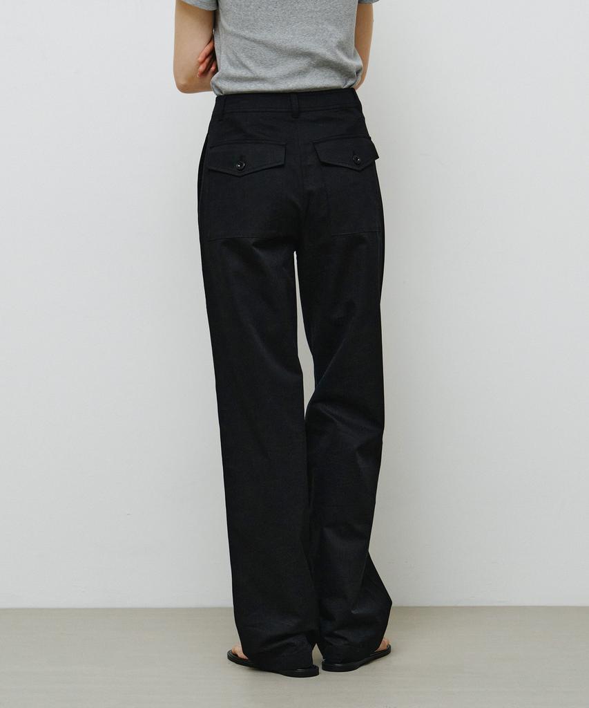 MONGDOL Button Pocket Straight Pants Black Mdpt078Black