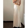Solid Color Skirt European and American Sheath Summer Satin Long dress High Waist Drawstring Lace-up Solid Skirt