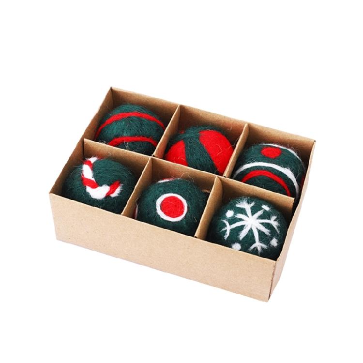 6pcs Felt Christmas Ball Pendant Star Tree Front Door Window Wall Decoration