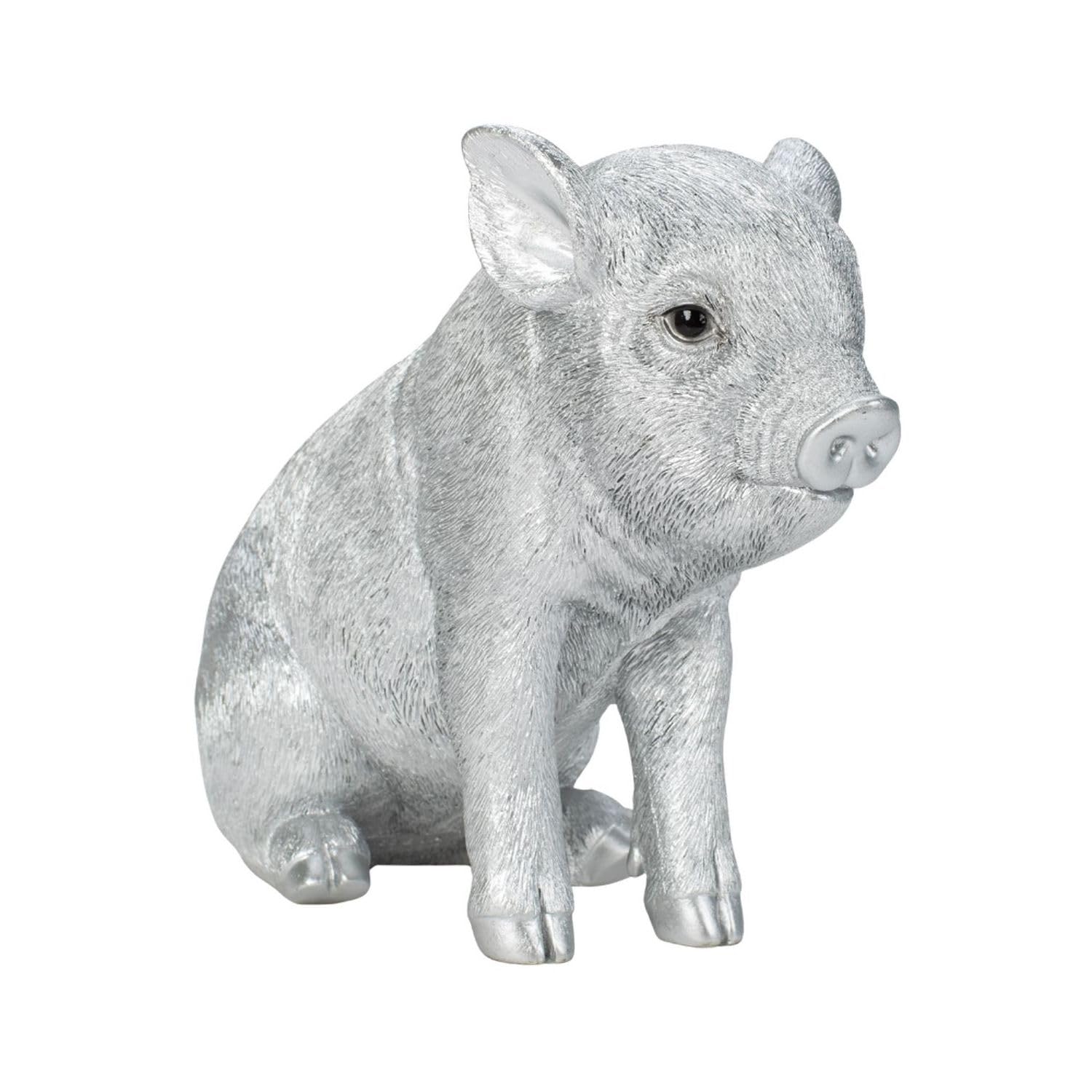 

Ubia Sitting Silver Pig 19 x x 15 cm Doll Figurine Ornament Animal Garden Decor Pig (Medium) 8.3 H12254-13