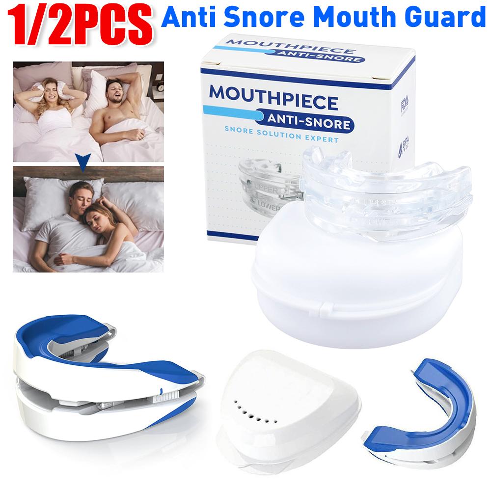 1/2PCS Anti Snore Mouth Guard Anti-Snoring Mouthpiece Bruxism Snoring Stopper Improve Sleep Quality Mouthpiece with Storage Box