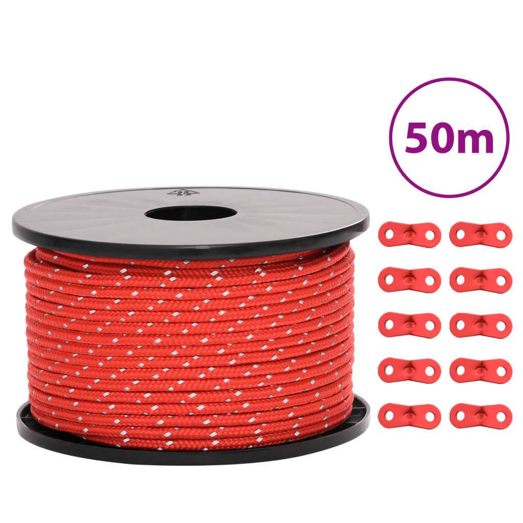 Reflective Tent Guy Line with Rope Tensioners 50 m 5 mm