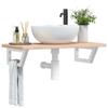 VidaXL Wall-mounted Vanity Shelf Steel and Solid Oak Wood, Floating Vanity Shelf, Vanity Shelf To Place 3302330