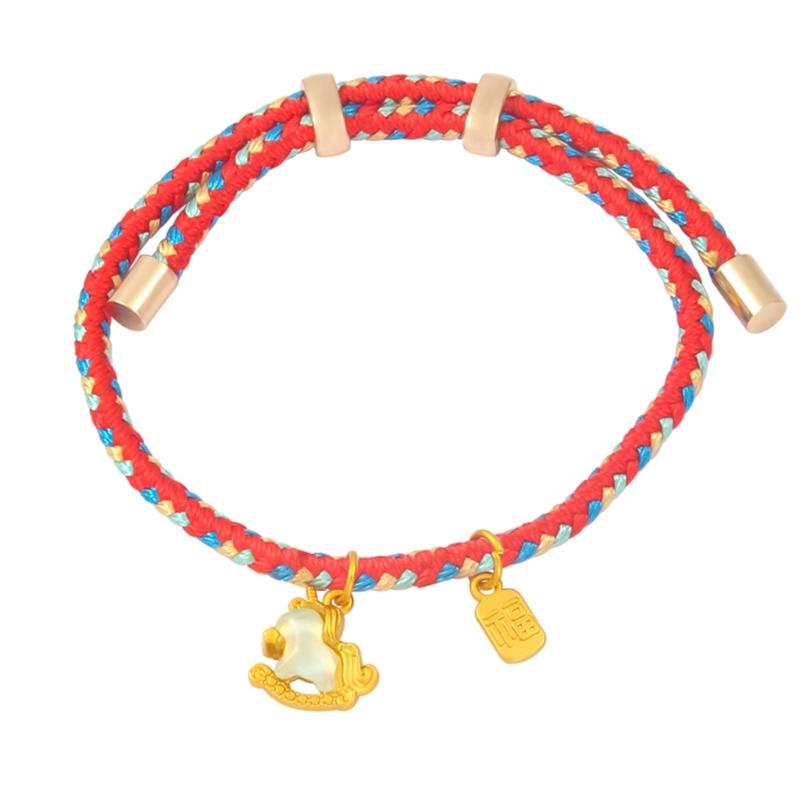Entzückender Cartoon-Pferdeanhänger an geflochtenem Armband Ideal für den täglichen Gebrauch Layering Vielseitiges stilvolles Accessoire