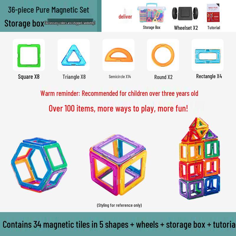 Large Magnetic Tiles Building Blocks Set for Kids - DIY Educational Toy