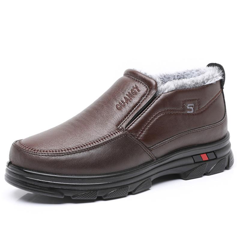

Winter cloth shoes men s cotton shoes high-top velvet warm dad shoes waterproof non-slip in the elderly cotton boots men 44