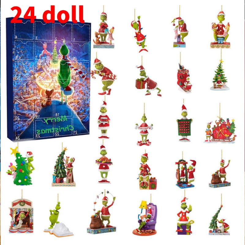 

Adorable 3d Grinch Green Hair Monster Resin Blind Box Ornament For Christmas Decor Style B