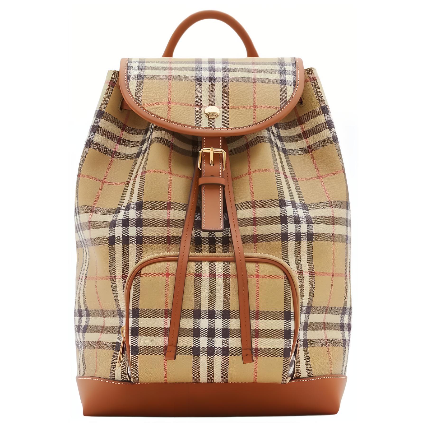 

Burberry Adjustable Leather Shoulder Strap Flap Design Backpack Women Backpack Classic-Beige Heather-Brown 80975801 Basic Set (Bag+Dust Bag)