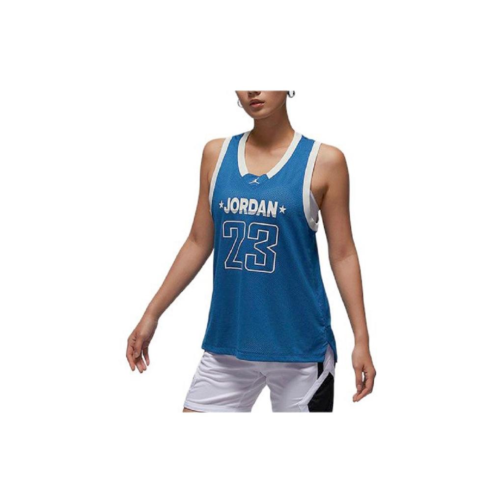 Jordan Loose Breathable Comfortable Tank Top Women Tops Industrial-Blue Sail-White FN6688457