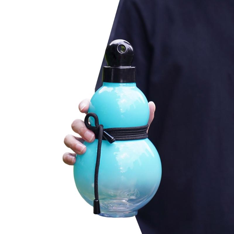 Gourd Shape Water Cup Large Capacity Water Bottle, Gourd Water Bottle with Shoulder Strap, Outdoor Hiking Water Bottle