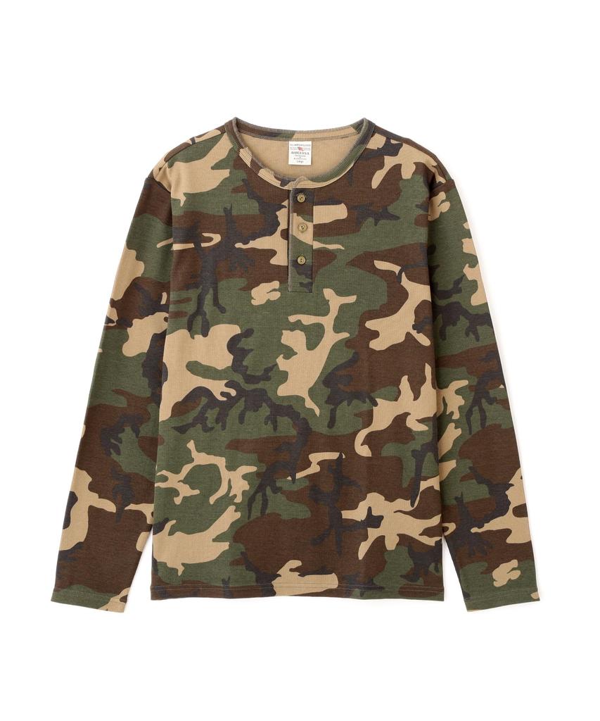AVIREX DAILY RIB LONG SLEEVE NECK T-SHIRT(WEB Exclusive) CAMOUFLAGE Men's XL Olive Camouflage 783-5930020