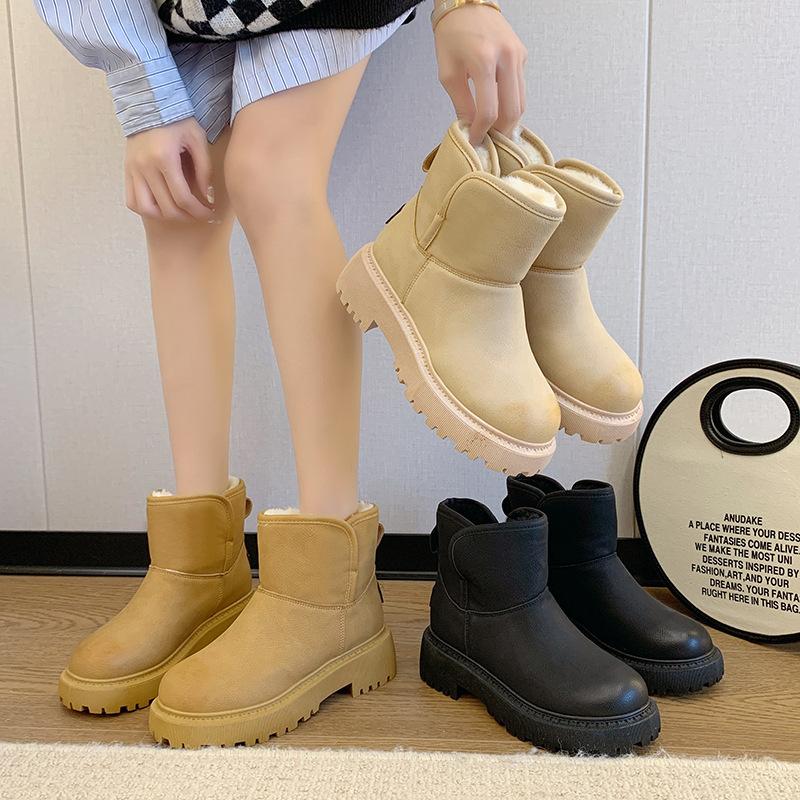 

Зимние сапоги, женские зимние бархатные женские туфли, теплые ботинки, толстая хлопчатобумажная обувь, меховые черные женские ботинки, Botas De Mujer