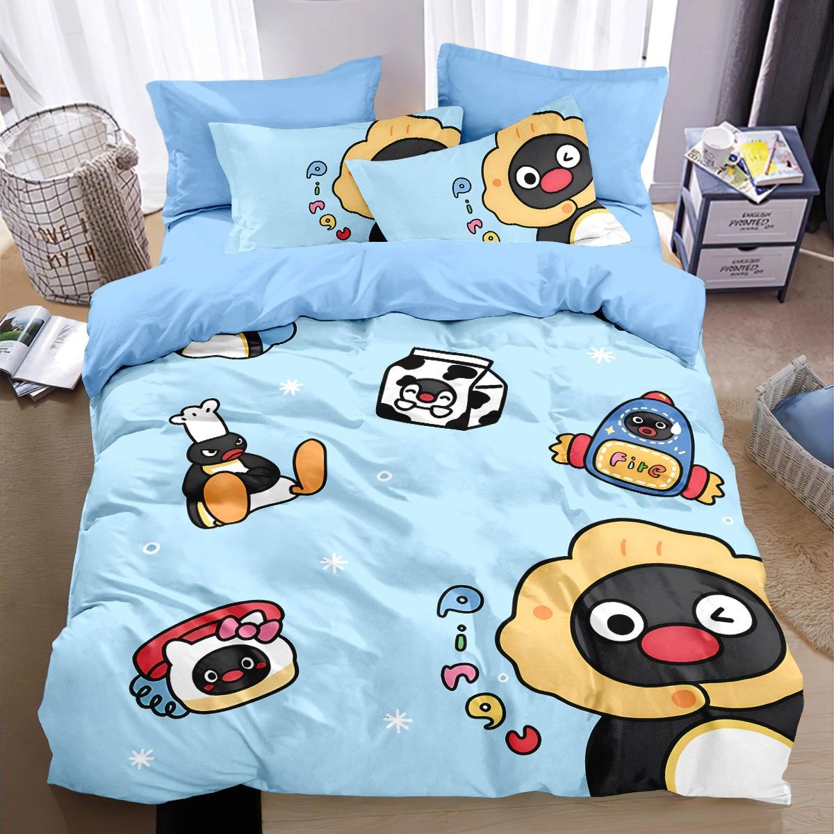 

Cute Penguin Bedding Set Cartoon Penguin Duvet Cover Set Antarctic Animals Quilt Cover For Kids Boys Girls King Double Size 135x200cm 2pcs