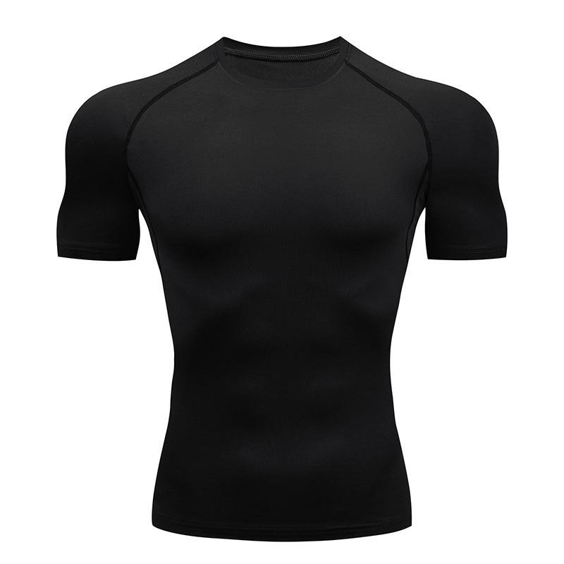 Men's Quick-Dry Sports Tights - Round Neck Short Sleeve Shirt for Running, Basketball, & Training