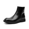 England Style Mens Chelsea Boots Fashion Square Toe Shoes Stage Nightclub Dress Cowboy Genuine Leather Boot Black Short Botas