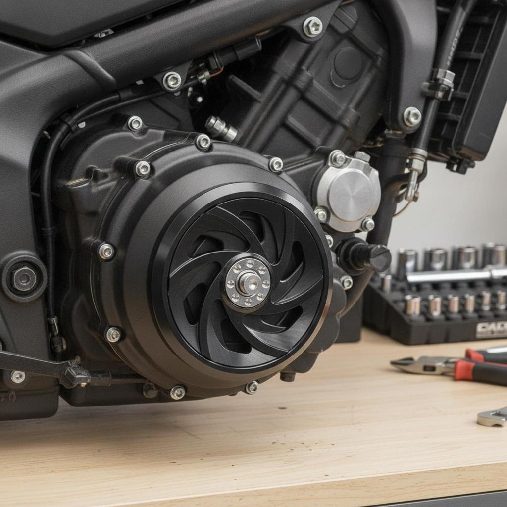Guarding Motorcycle Fan Cover | Openwork Spiral Cutouts, Lightweight Aluminum Alloy, Cooling