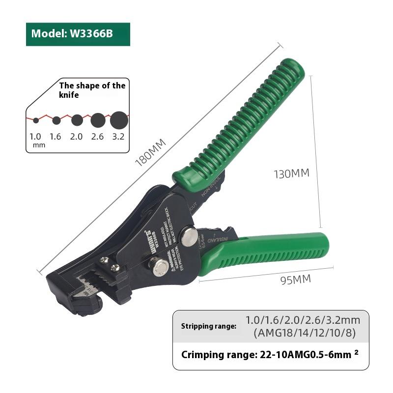Multifunctional Wire Stripper Stripping Range 0.8-8mm AWG18-8 With Thread Trimmer & Terminals Crimping Pliers Electrician Tools