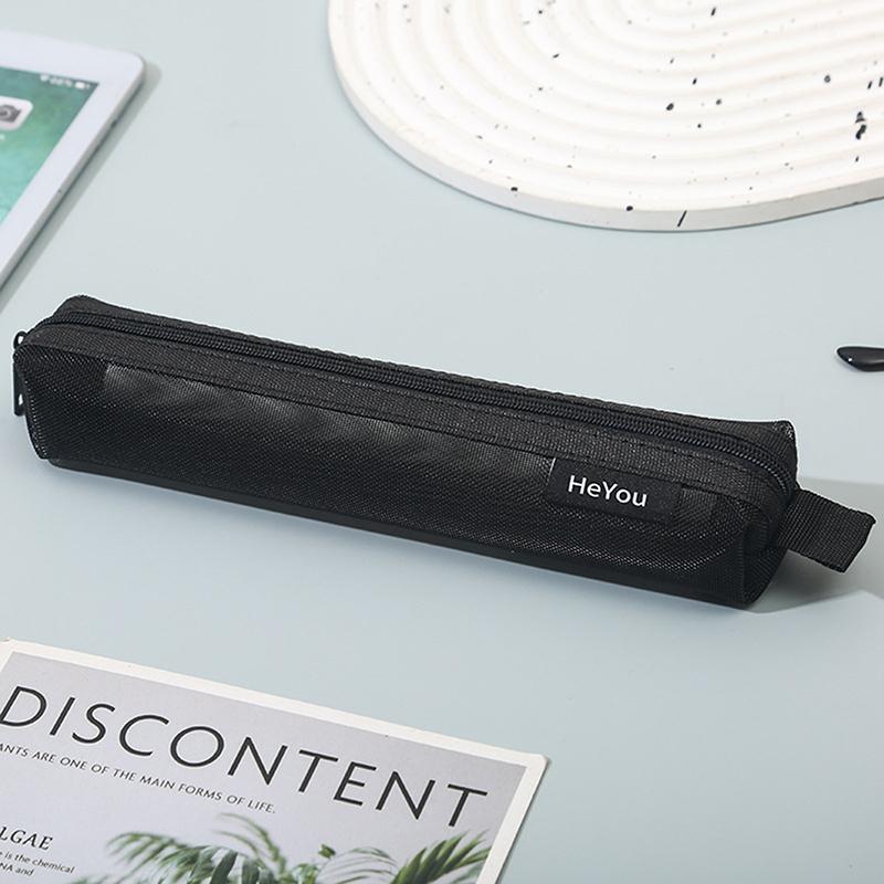 Mesh Pencil Case Storage Bag For Exams Portable Pencil Case Multi-Functional Square Stationery Pencil Pouch School Supplies