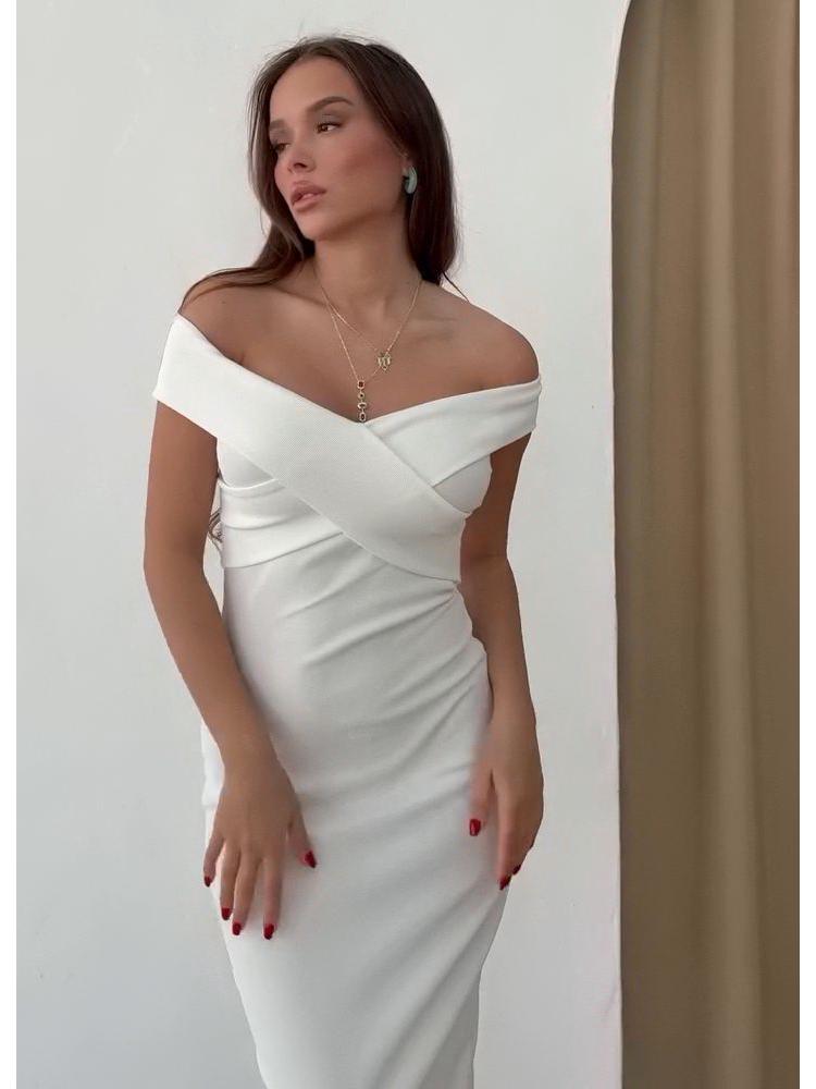 2025 Sommer Einseitiges Einfarbiges Taillenformendes Kleid für Damen